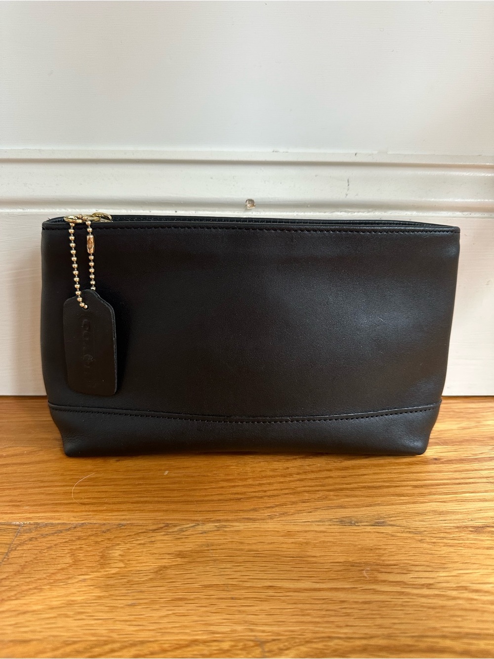 Vintage 90's Coach Black Glove Tanned Leather Cosmetic Case Large 7172